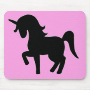 Svart rosa unicornsilhouette musmatta