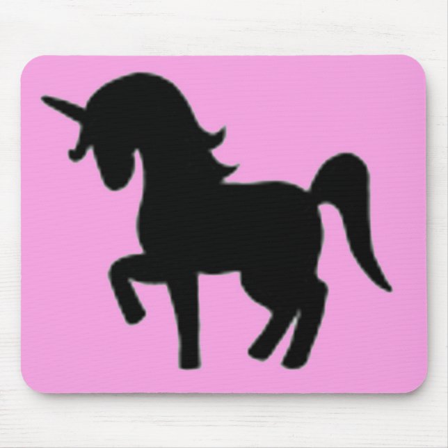 Svart rosa unicornsilhouette musmatta (Framsidan)