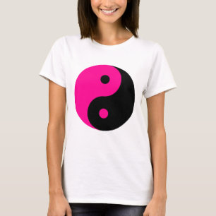 svart rosa yin yang t shirt