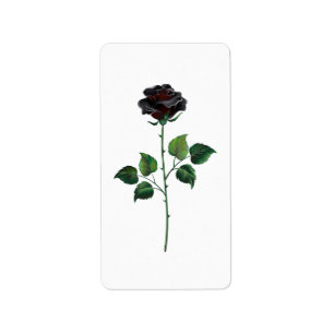 Svart rosblomma adressetikett