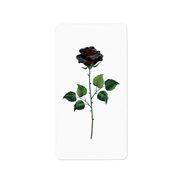 Svart rosblomma adressetikett (Framsidan)