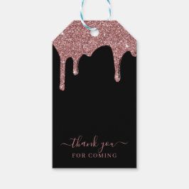Svart Rose Gold Sparkle-droppglitter Tack Presentetikett