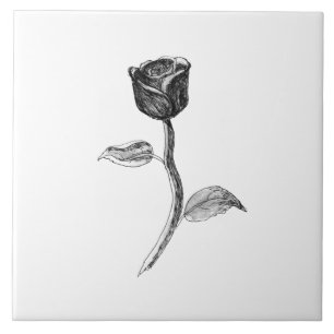 Svart Rose. Kakelplatta