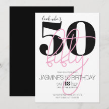 Svart Rosé Modern Elegant 50 Födelsedag