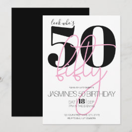Svart Rosé Modern Elegant 50 Födelsedag  Inbjudningar