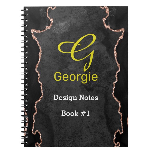 Svart & Roséguld Agat anteckningsbok (Framsidan)