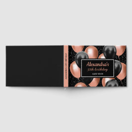 Svart Roséguld Ballong Chic Födelsedag Gästböcker
