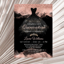 Svart & Roséguld Prinsessklänning Quinceañera