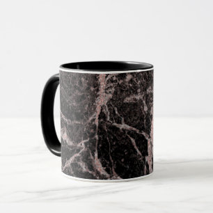 Svart & Roséguld Rosa Glitter Marmor Glamour Trend Mugg