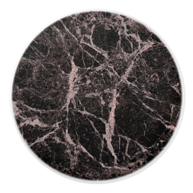 Svart & Roséguld Rosa Glittermarmor Glamourös Tren Knopp (Framsidan)