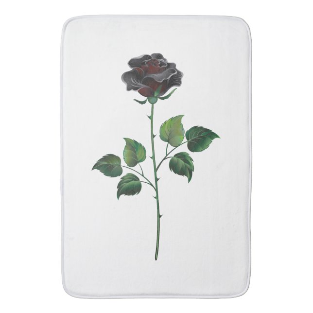 Svart rosenblomma badrumsmatta (Framsidan (Vertikal))