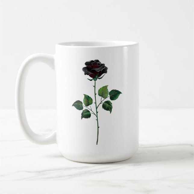 Svart rosenblomma kaffemugg (Vänster)