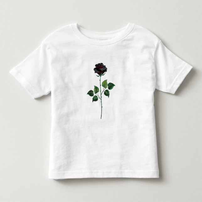 Svart rosenblomma t shirt (Framsida)