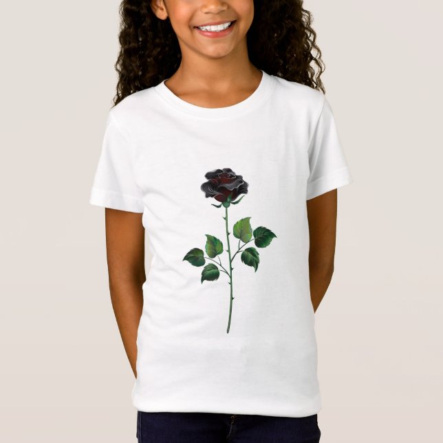 Svart rosenblomma t shirt (Framsida)