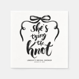 Svart rosett - Hon knyter knuten - Bröllopsfest Pappersservett