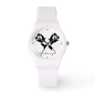 Svart Rosor Valentine Flower Thunder_Cove Armbandsur