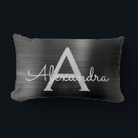 Svart, rostfritt stål, Monogram Namn Lumbarkudde<br><div class="desc">Black Faux Brushed Metall Metallic Stainless Steel Monogram Namn Monogram Mousepad. Den här monogrammerade Mousepad kan anpassas så att den omfattar ditt första namn och ditt första bidrag och är perfekt för skolan eller kontoret och gör en underbar jul- eller födelsedagspresent.</div>