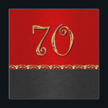 Svart rött 70th guld- party för elegant inbjudningar<br><div class="desc">Anpassadeinbjudningar för ha som huvudämne milstolpar, och "åldras några" celebratory händelser, sammankomster, fundraising aftnar, sakkunnigtillfällen och partyn. Har den härliga kombinationen för DESIGN~ A av skina, för fauxsatäng, röd och för kol svart bakgrund som delas av en stilfull guld- gräns, guld- siffer- 70 (sjuttio), som har ett präglat, looken 3d...</div>