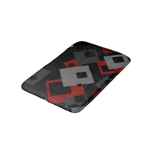 Svart rött och grått-geometriskt bad badrumsmatta (Vinklad)