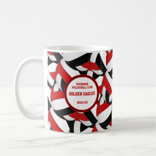svart rött volleyball-lag färg-busspresspresspress kaffemugg