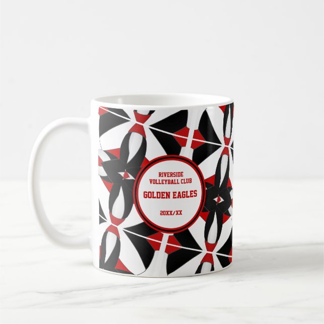 svart rött volleyball-lag färg-busspresspresspress kaffemugg (Vänster)