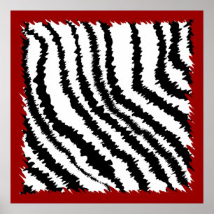 Svart rött zebra tryckmönster på djupt -. poster