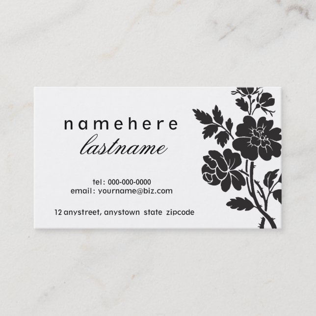 Svart rovisitkort för chic visitkort (Framsida)