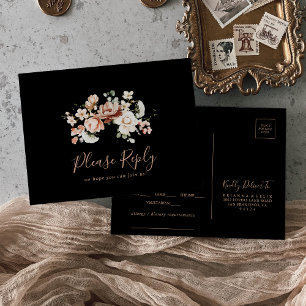 Svart Royal Blommig Meny Val RSVP Brevkort