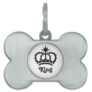Svart Royal Krona med text Kung ID-bricka Husdjur
