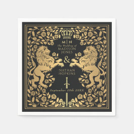 Svart Royal Lejona medeltiden Bröllop Pappersservett