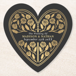 Svart Royal Medeltida Guld Svärd Bröllop Underlägg Papper