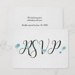 svart RSVP med blommor på linne Inbjudningar