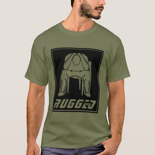 Svart Ruggad Man Holding Head | Thinking Man T Shirt (Framsida)