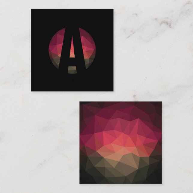 Svart, rund monogramdesign för logotyp fyrkantigt visitkort (Fram/baksida)