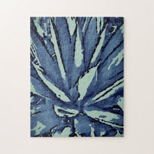 Svårt Rustic Blue Grått Agave Puzzle Pussel