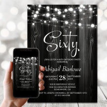 Svart Rustic Wood 60:e Födelsedagsfesten