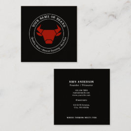 Svart Rustikt Vintage Logotyp Catering Visitenkort Fyrkantigt Visitkort