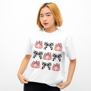 Svart Rutig Band Koquette Rosa Leopard Pumpa T Shirt