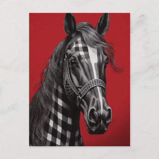 Svart Rutig Häst Vykort