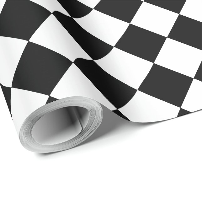Svart Rutig Present Presentpapper (Rulle Hörn)