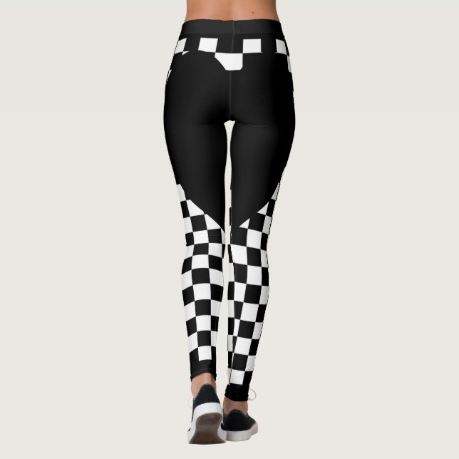 Svart Rutigt Hjärta Leggings (Baksida)