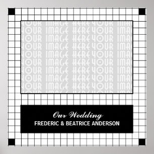 Svart rutnätsfoto poster