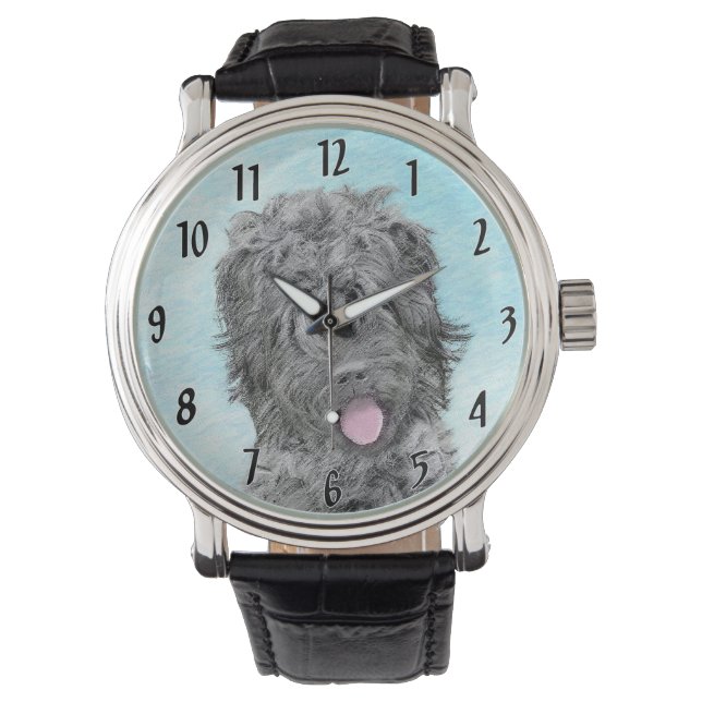 Svart, rysk terrier-målning - Cute Original-Hund Armbandsur (Framsida)