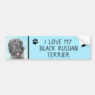 Svart, rysk terrier-målning - Cute Original-Hund Bildekal
