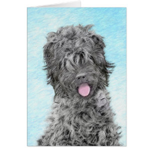 Svart, rysk terrier-målning - Cute Original-Hund Hälsningskort