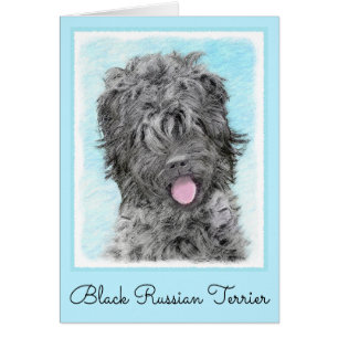 Svart, rysk terrier-målning - Cute Original-Hund Hälsningskort