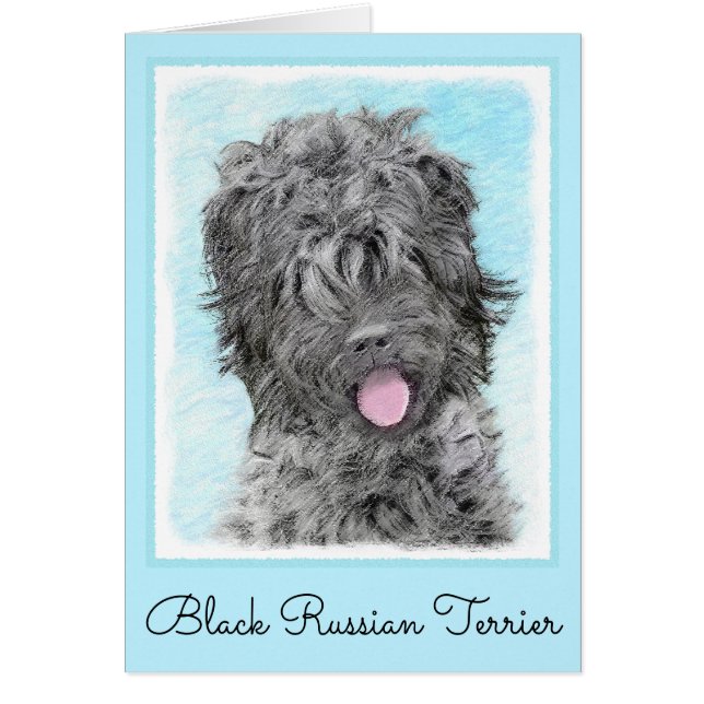 Svart, rysk terrier-målning - Cute Original-Hund Hälsningskort (Framsidan)
