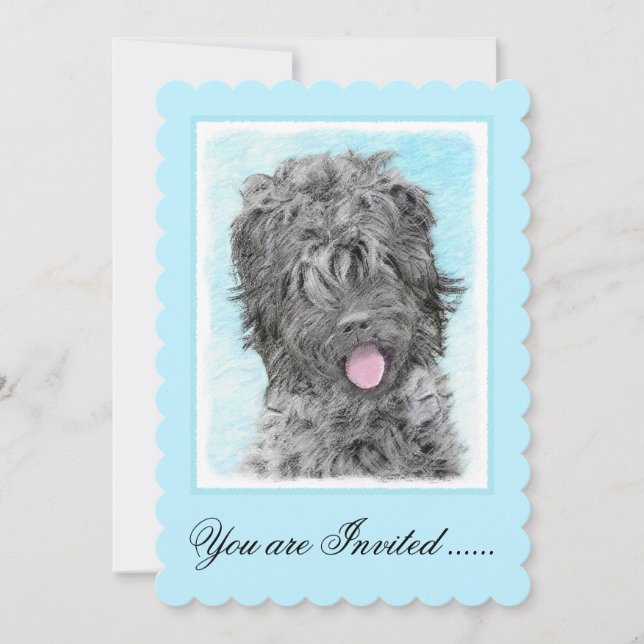 Svart, rysk terrier-målning - Cute Original-Hund Inbjudningar (Framsida)