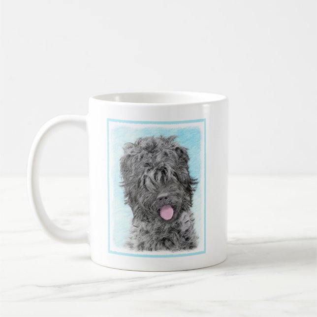 Svart, rysk terrier-målning - Cute Original-Hund Kaffemugg (Vänster)