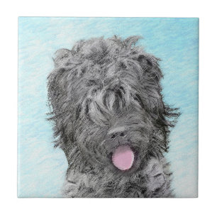 Svart, rysk terrier-målning - Cute Original-Hund Kakelplatta